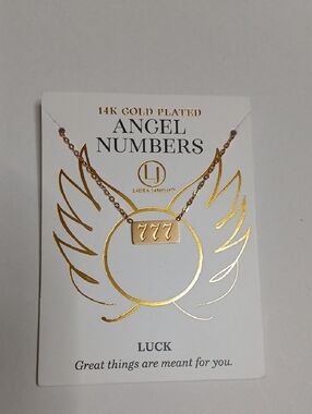 NEW Angel Numbers 777 Lucky 14kt Gold Plated Necklace By Laura Janelle